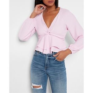EXPRESS Twist Front Tiered Ruffle Peplum Top